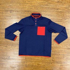 Duluth Trading Co Blue River Falls 1/4 Snap Button Pullover Mock Sweater Men's M